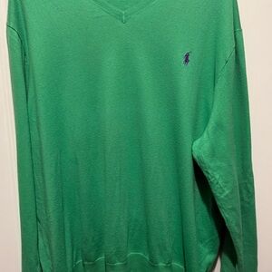 Festive Polo Green  V-Neck Sweater